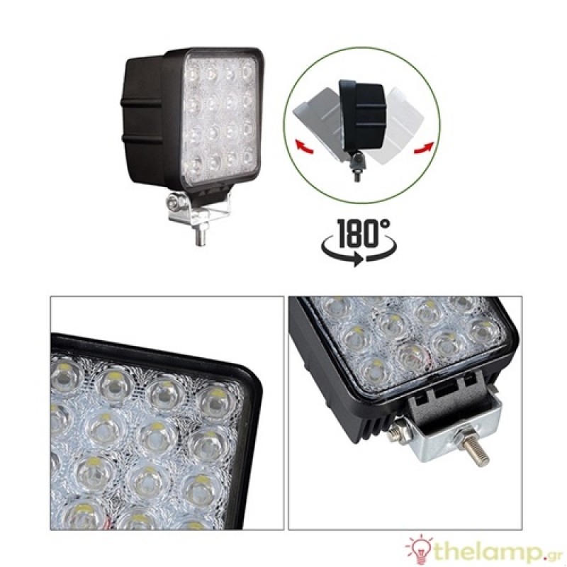 Προβολέας led 48W 12-24V day light 6500K μαύρος